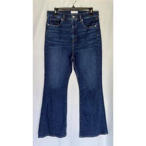 Made and Loved Loft High Rise The Slim Flare Jeans 12/31 Dark Wash Stretch Women